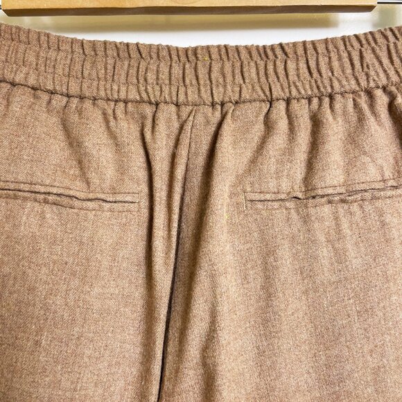 Massimo Dutti Tan / Camel Trouser with Front Pleats, Pockets, Elastic Waist Sz 6 - Picture 5 of 11